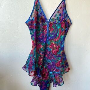 Colorful Floral Sheer Bodysuit